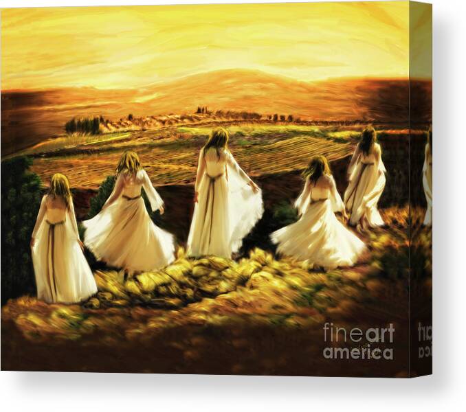 Prophetic Art Canvas Print featuring the painting Dancing on the Mountain by Constance Woods