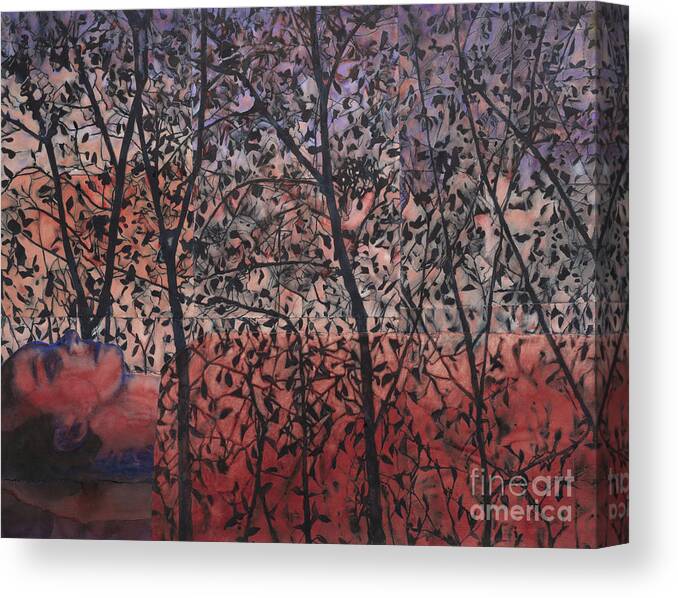 Leaves Canvas Print featuring the painting Dark Leaves, 2021 by Graham Dean