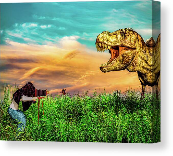Dinosaur Canvas Print featuring the photograph Day In The Life of a Wildlife Photographer by Bob Orsillo