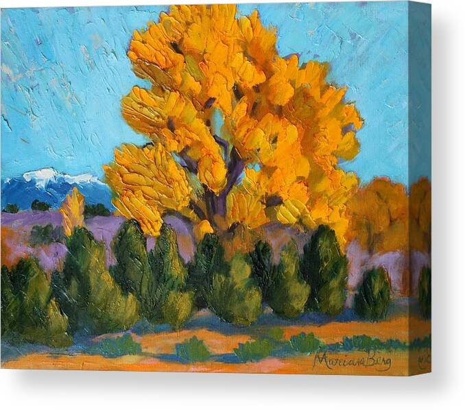 Plein Air Canvas Print featuring the painting Dazzling Cottonwoods by Marian Berg