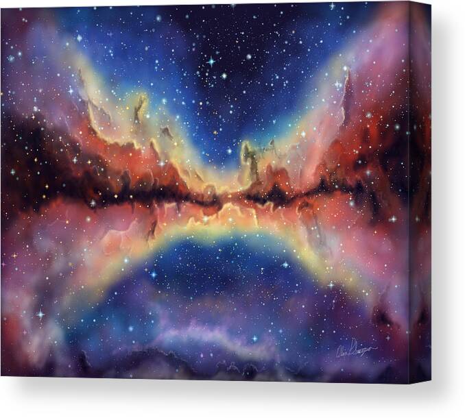 Dramatic Deep Space Nebula Large Multi-Coloured 3 Piece Canvas Print Wall Art 