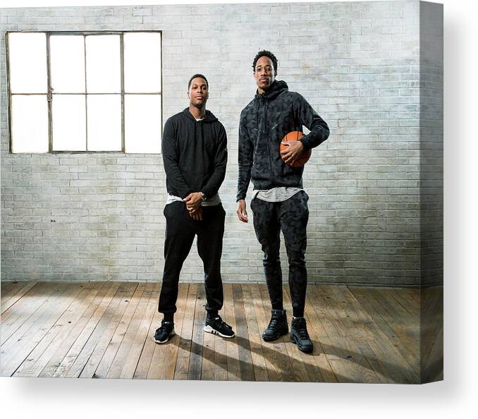 Nba Pro Basketball Canvas Print featuring the photograph Demar Derozan and Kyle Lowry by Nathaniel S. Butler