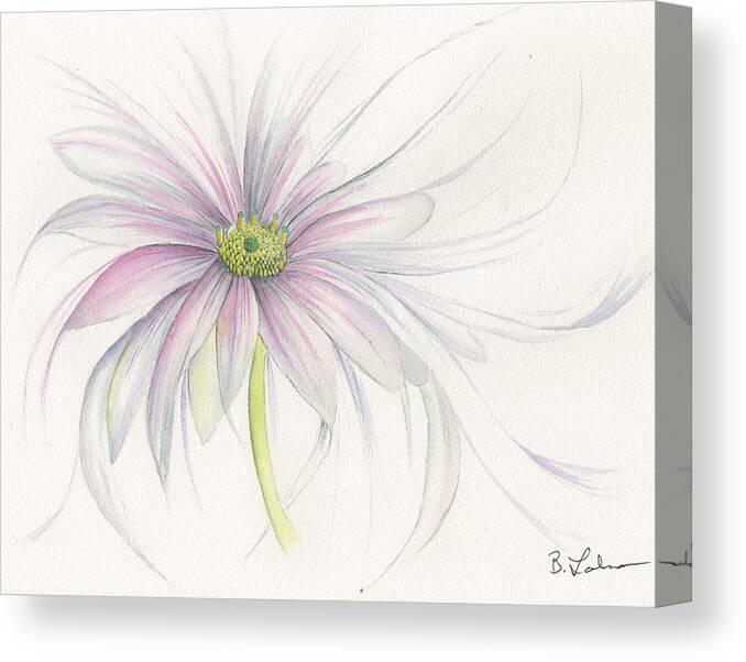 Watercolor Canvas Print featuring the painting Diaphonous Daisy by Bob Labno