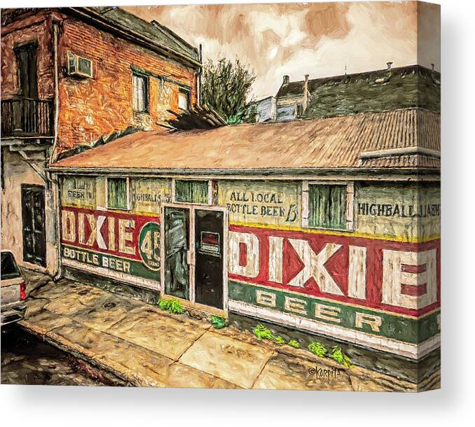 Dixie Beer Sign Canvas Print featuring the digital art Dixie Beer Sign New Orleans by Rebecca Korpita