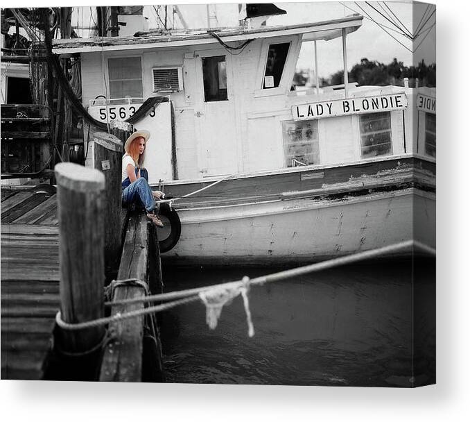 Fishing Canvas Print featuring the photograph Dock Fishing in Delcambre by James C Richardson