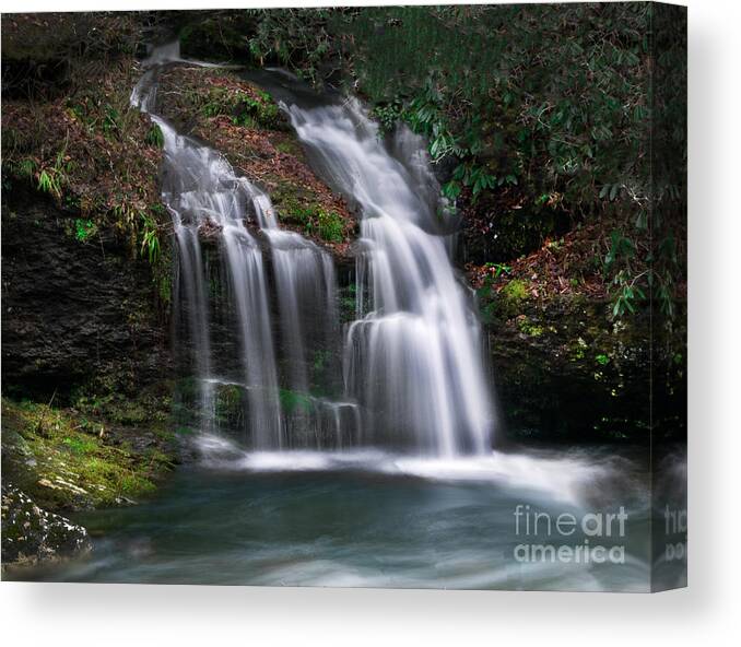 Landscape Canvas Print featuring the photograph Double splendor in the Smoky Mountains of Tennessee by Theresa D Williams