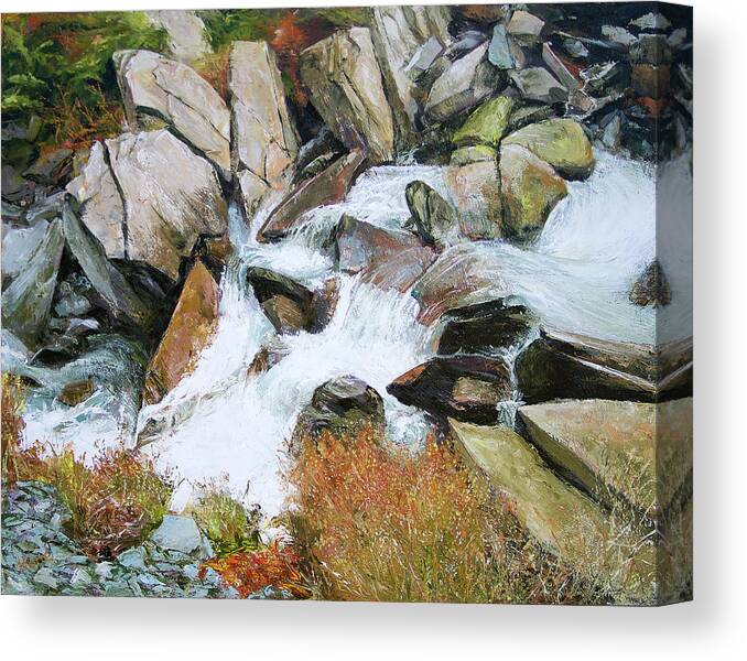 Stream Canvas Print featuring the painting Down Stream by Hone Williams