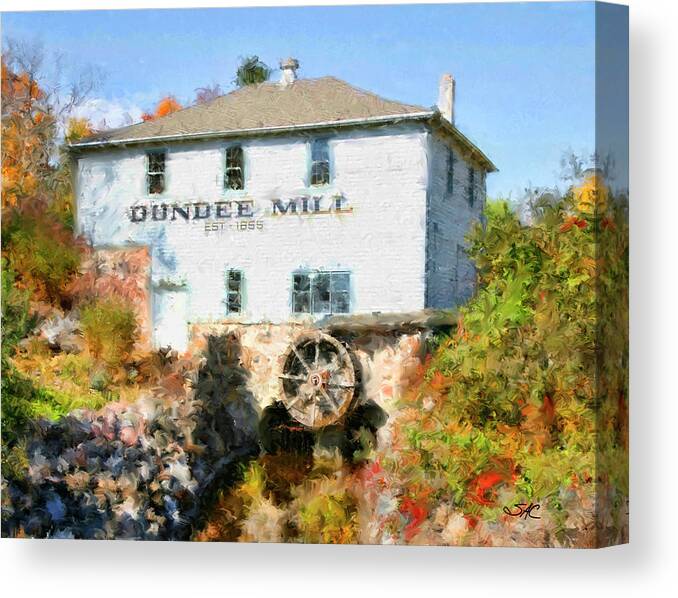 Dundee Canvas Print featuring the digital art Dundee Mill, Dundee WI by Stacey Carlson