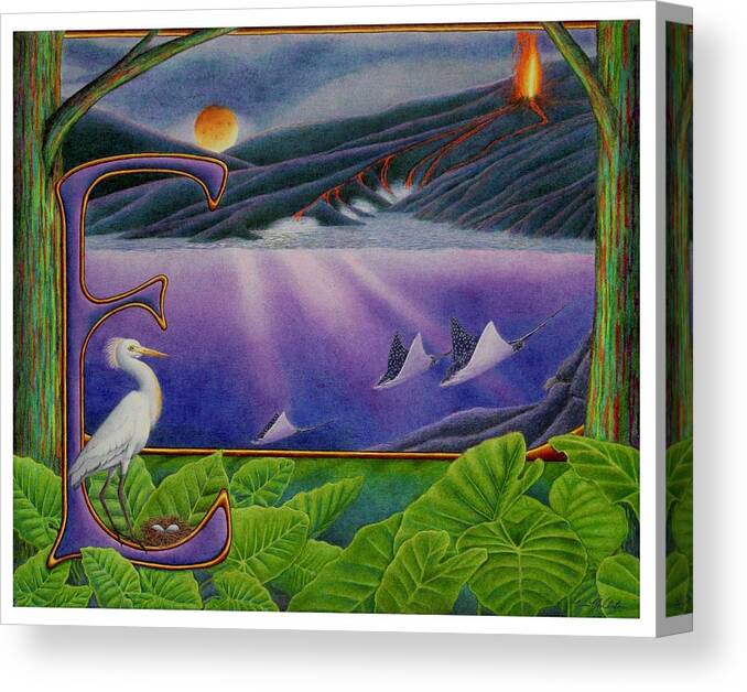 Kim Mcclinton Canvas Print featuring the drawing E is for Egret by Kim McClinton