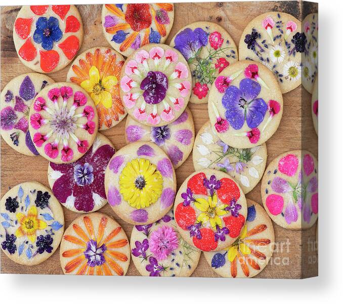 Edible Flowers Canvas Print featuring the photograph Edible Flower Shortbread Cookies by Tim Gainey