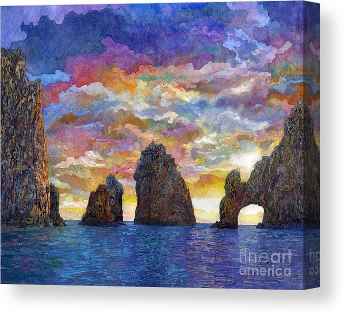 Sunset Canvas Print featuring the painting El Arco by Hailey E Herrera