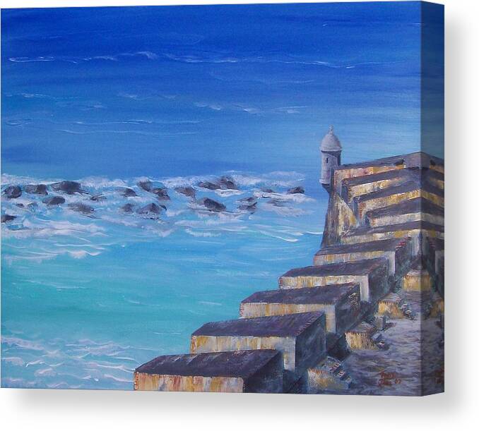 El Morro Fortress Canvas Print featuring the painting El Morro Fortress by Tony Rodriguez