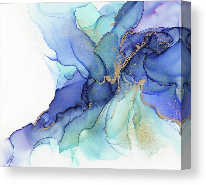 Ethereal Painting Canvas Print featuring the painting Electric Wave Violet Turquoise Ink - Part 3 by Olga Shvartsur