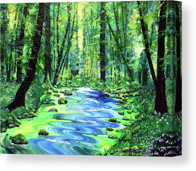Pacific Northwest Canvas Print featuring the painting Enchanting Woodland by Laura Iverson