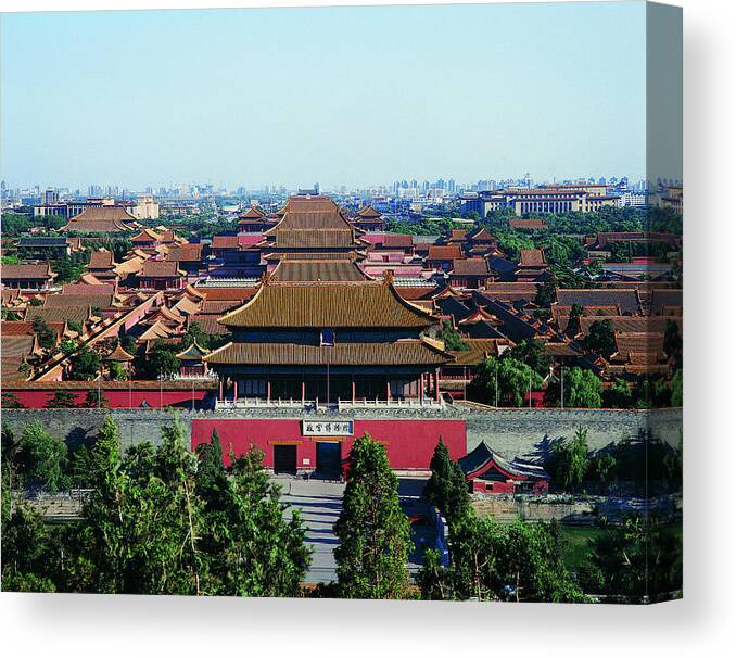 Chinese Culture Canvas Print featuring the photograph Entrance to the forbidden City, Beijing, China by Digital Vision.