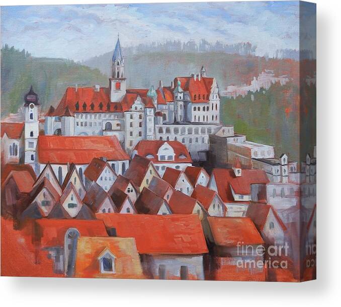 Sigmaringen Canvas Print featuring the painting European Rooftops by K M Pawelec