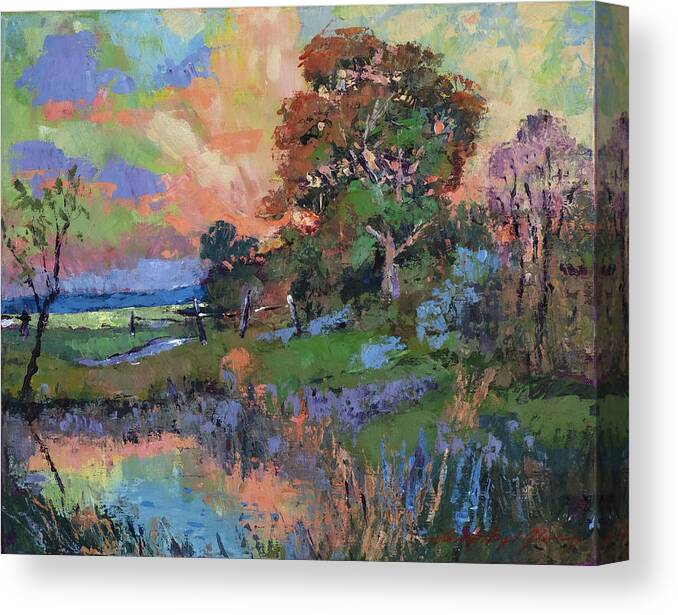 Pastoral Canvas Print featuring the painting Evening Sky California Valley by David Lloyd Glover