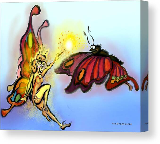 Faerie Canvas Print featuring the painting Faerie n Butterfly by Kevin Middleton