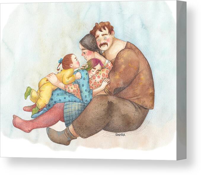 Soosh Canvas Print featuring the drawing Family by Soosh