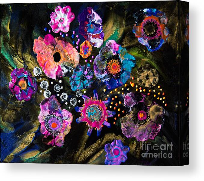 Flowers Canvas Print featuring the painting Fantasy Flowers 7845 by Priscilla Batzell Expressionist Art Studio Gallery