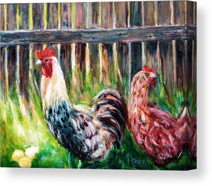 Art - Acrylic Canvas Print featuring the painting Farm Yard Chicken - Acrylic Art by Sher Nasser