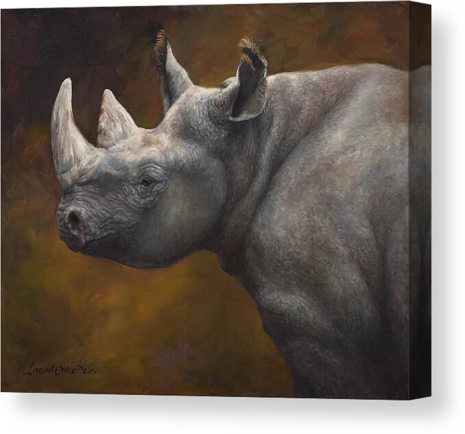 White Rhino Canvas Print featuring the painting Fearless by Laurie Snow Hein