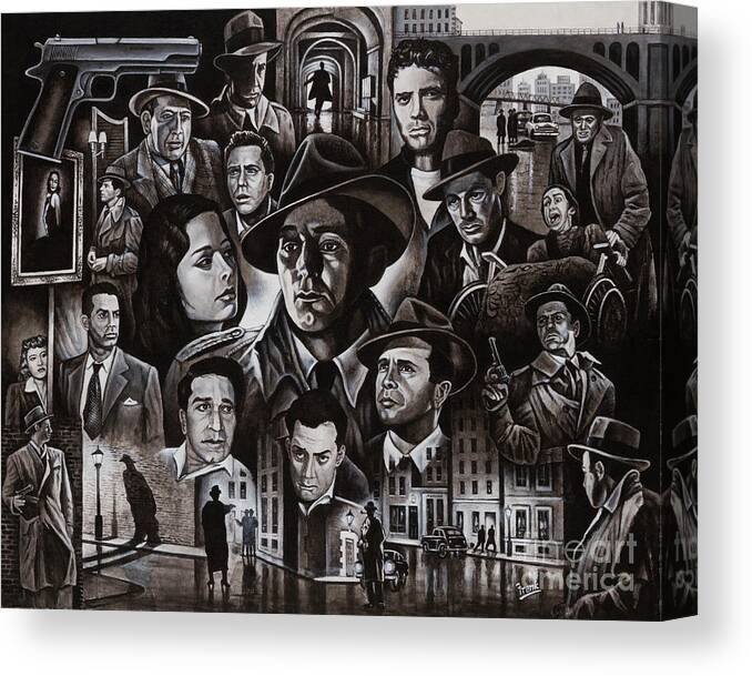Robert Mitchem Canvas Print featuring the painting Film Noir 1950's by Michael Frank