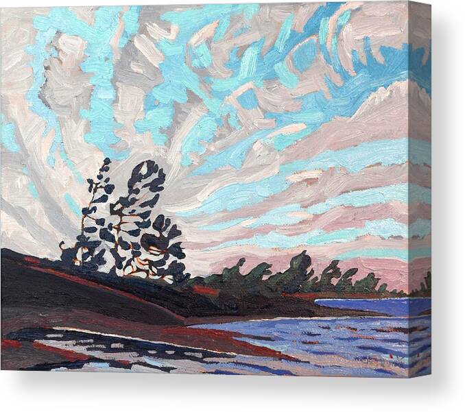 2313 Canvas Print featuring the painting Flagged Pines and Cirrus by Phil Chadwick