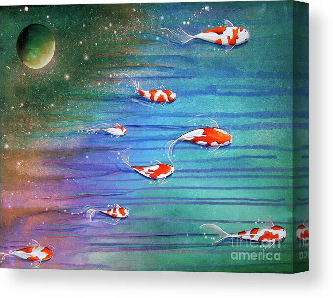Koi Canvas Print featuring the painting Flight Of The Eventide by Cindy Thornton
