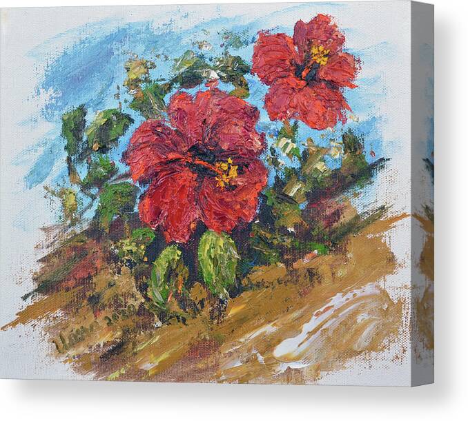 Flowers Canvas Print featuring the painting Flowers from my garden 4 by Uma Krishnamoorthy