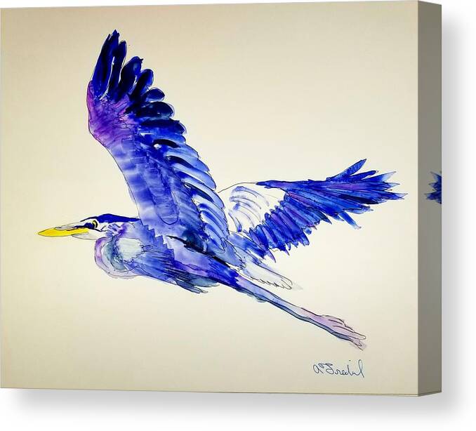 Blue Heron Canvas Print featuring the photograph Flying Solo by Ann Frederick