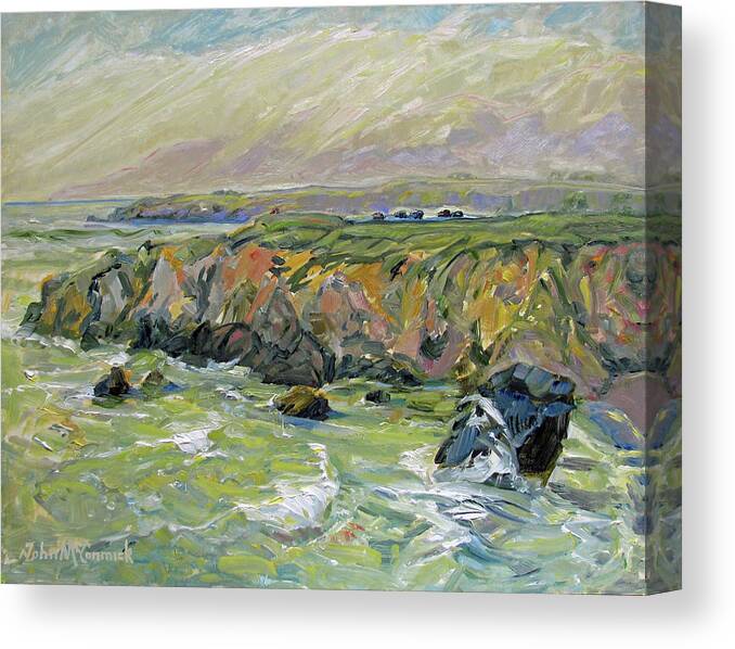 School House Beach Canvas Print featuring the painting Fog in the Air by John McCormick