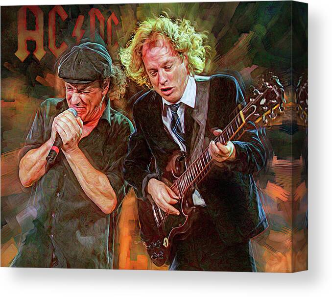 Angus Young Canvas Print featuring the mixed media For Those About to Rock We Salute You by Mal Bray