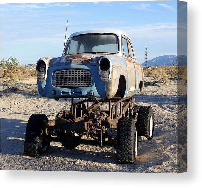Richard Reeve Canvas Print featuring the photograph Ford Popular Raised in the Desert by Richard Reeve