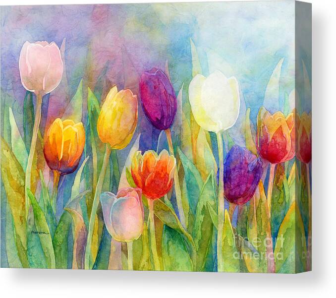 #faatoppicks Canvas Print featuring the painting Fresh Tulips by Hailey E Herrera
