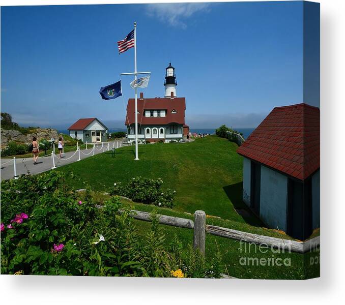 Portland Head Lighthouse Canvas Print featuring the photograph Gental Breeze at the Portland Head Lighthouse by Steve Brown