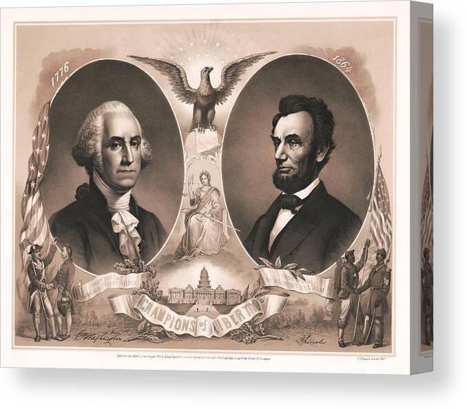 Primitive President Abraham Lincoln Patriotic Print on Canvas Board 5x7" 