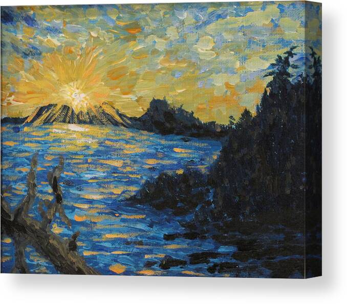 Blue Canvas Print featuring the painting Georgian Bay Blue Sunset by Ian MacDonald