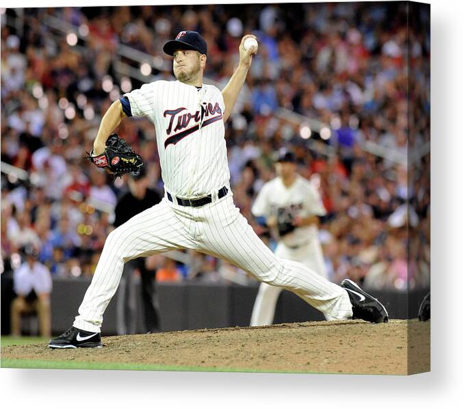 Ninth Inning Canvas Print featuring the photograph Glen Perkins by Marilyn Indahl