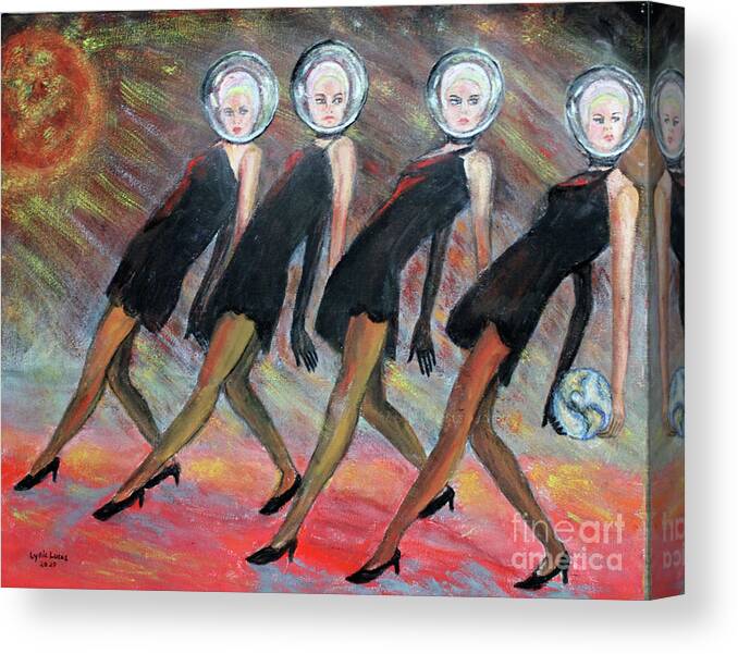 Surrealism Canvas Print featuring the painting Global Dance by Lyric Lucas