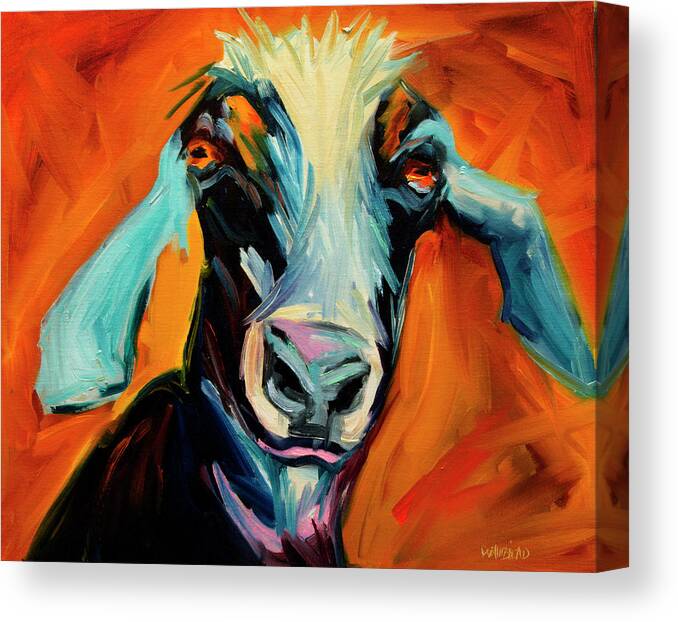 Goat Painting Canvas Print featuring the painting Goat Stare by Diane Whitehead