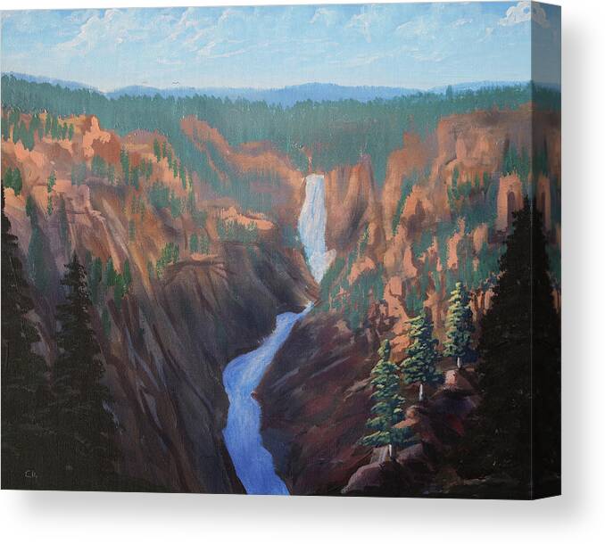Yellowstone Canvas Print featuring the painting Grand Canyon of the Yellowstone by Chance Kafka
