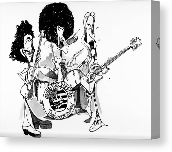 Rockandroll Canvas Print featuring the drawing Grand Funk Railroad by Michael Hopkins