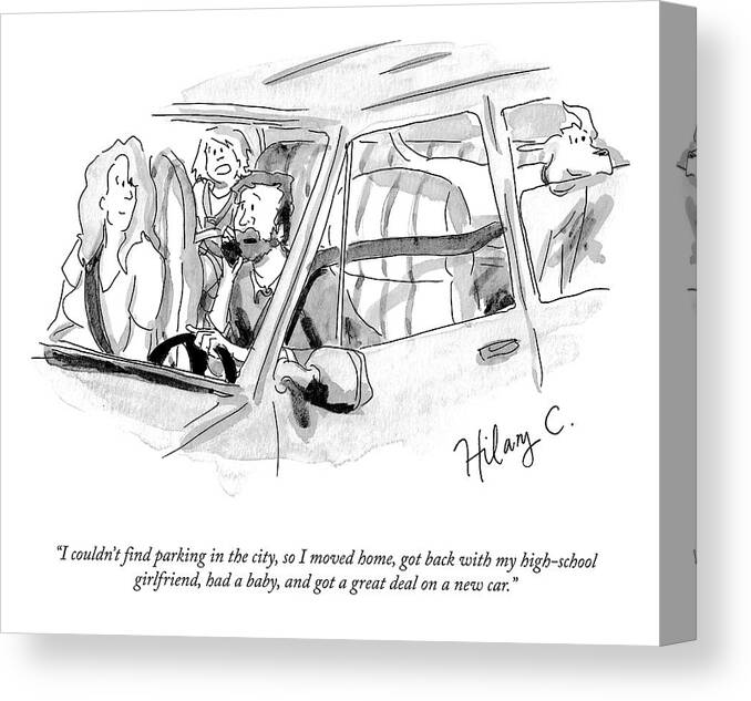 A25505 Canvas Print featuring the drawing Great Deal On A New Car by Hilary Fitzgerald Campbell