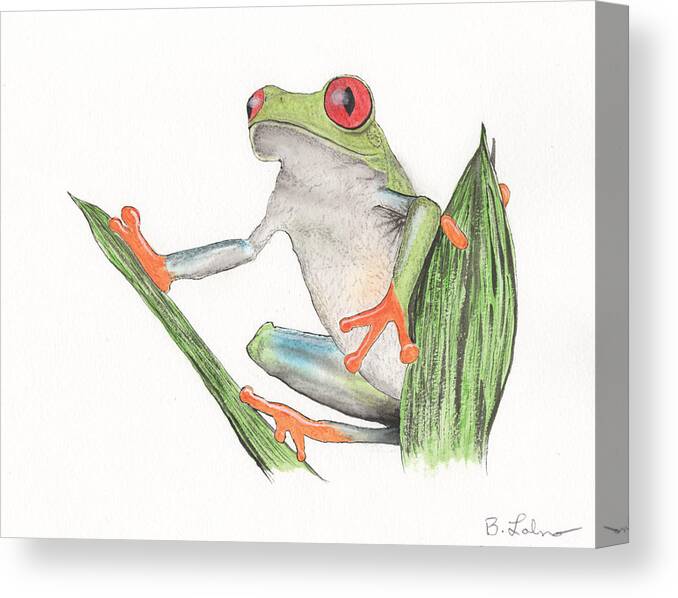 Red Eyed Tree Frog Canvas Print featuring the painting Red Eyed Tree Frog #2 by Bob Labno