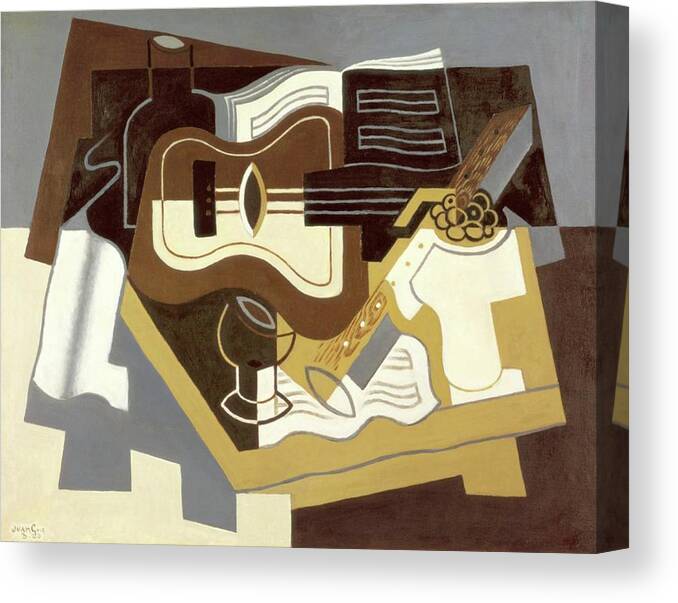 Music Canvas Print featuring the painting Guitar with Clarinet by Juan Gris