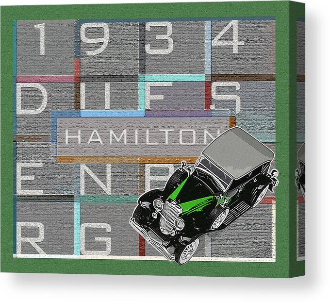 Hamilton Collection Canvas Print featuring the digital art Hamilton Collection / 1934 Duesenberg by David Squibb