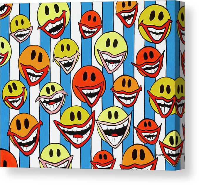 Smile Happy Laughing Canvas Print featuring the painting Happy Smiles by Mike Stanko