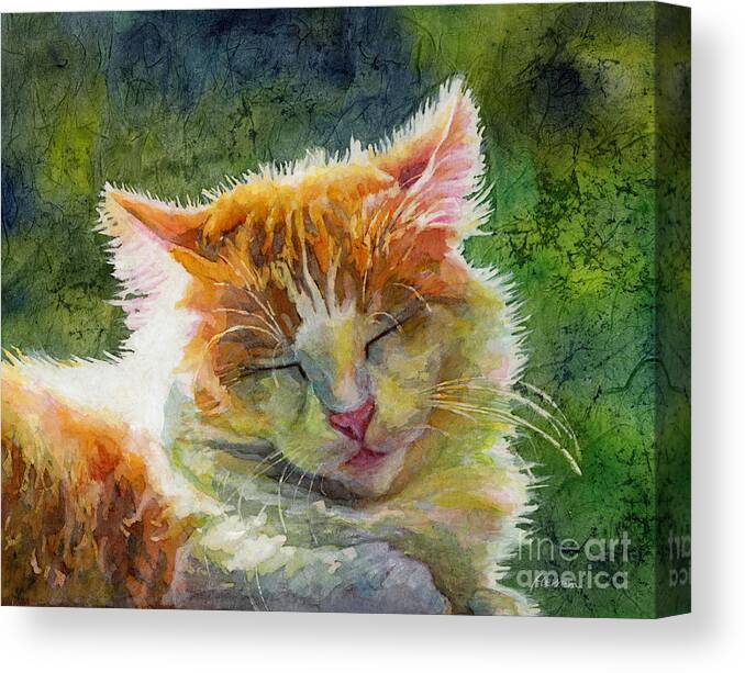 Cat Canvas Print featuring the painting Happy Sunbathing 2 by Hailey E Herrera