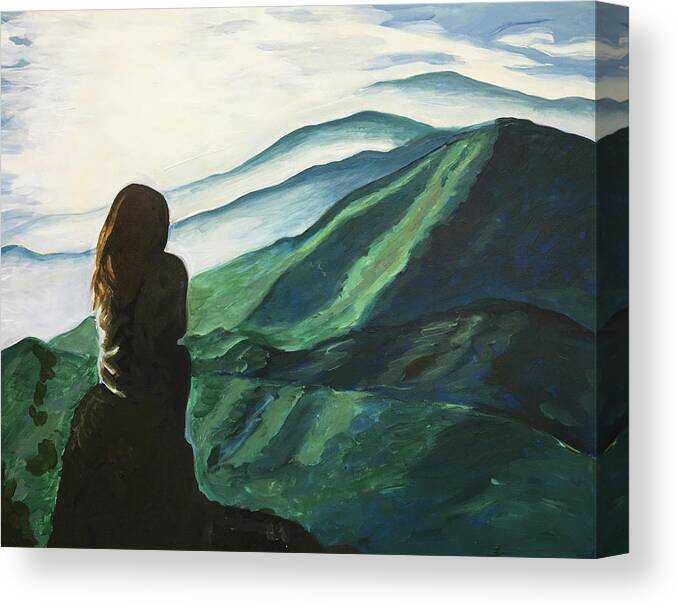 Mountains Canvas Print featuring the painting High Rock by Pamela Schwartz